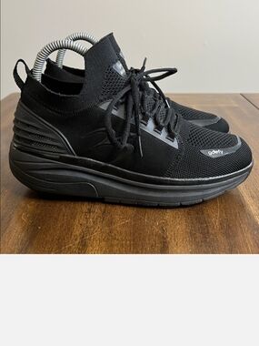 Gdefy Black Knit Slip-On Athletic Sneakers for Women